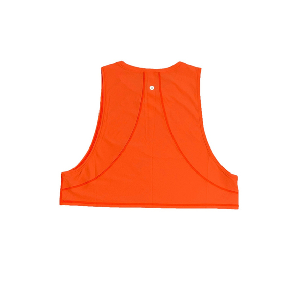 LULULEMON MUSCLE LOVE CROP TANK TOUGH HIGHLIGHT ORANGE SZ 10 - Picture 2 of 10